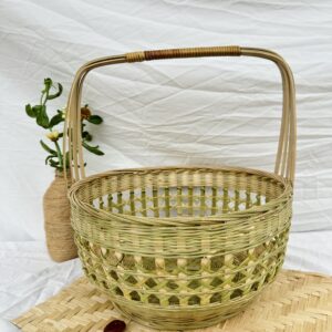 Green bamboo picking basket