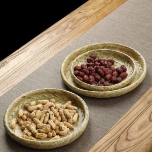 Handmade bamboo woven trays and winnowing baskets