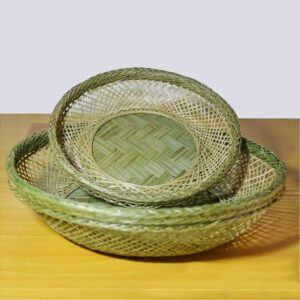 Hollowed-out hand-woven bamboo basket