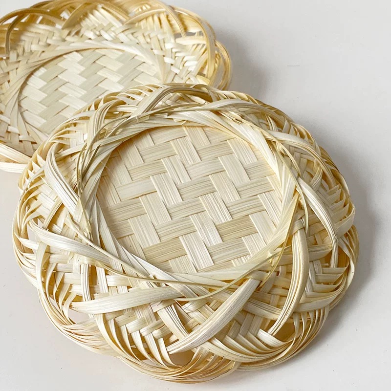 Bamboo woven round lace basket - Image 2