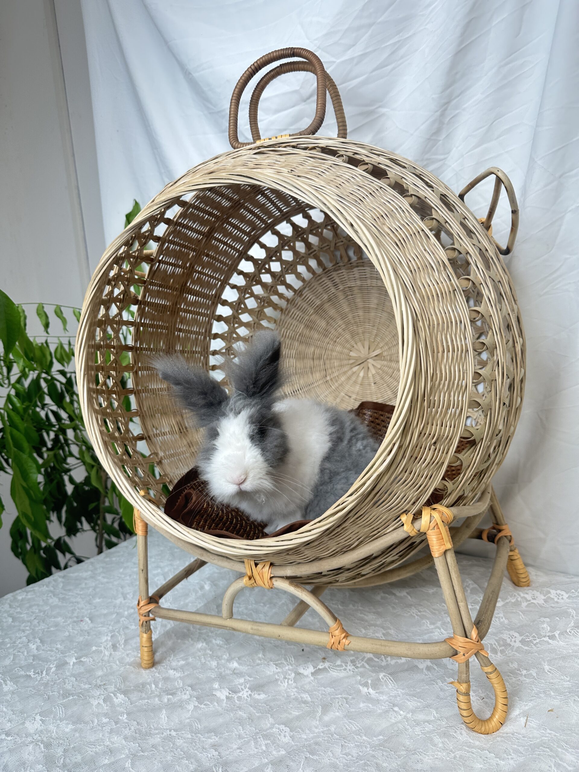 Bamboo woven arc-shaped cave four-legged cat house - Image 5