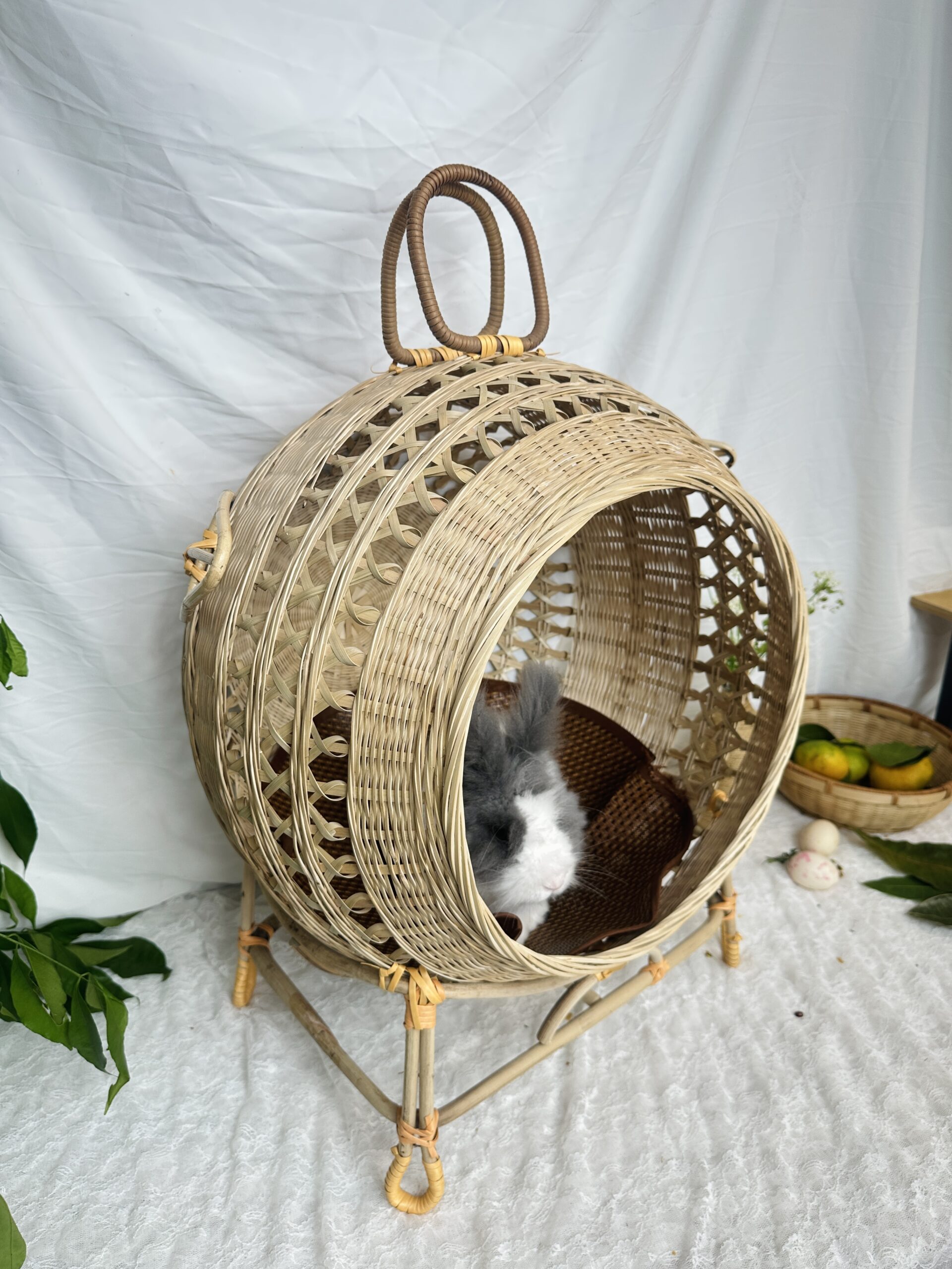 Bamboo woven arc-shaped cave four-legged cat house - Image 6